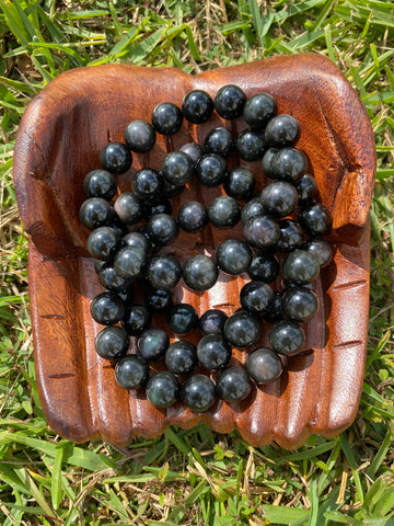 Rainbow Black Obsidian Crystal Bracelet 12mm