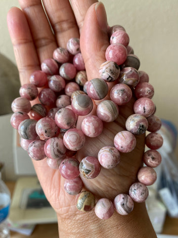 Rhodochrosite Crystal Bracelet 10mm